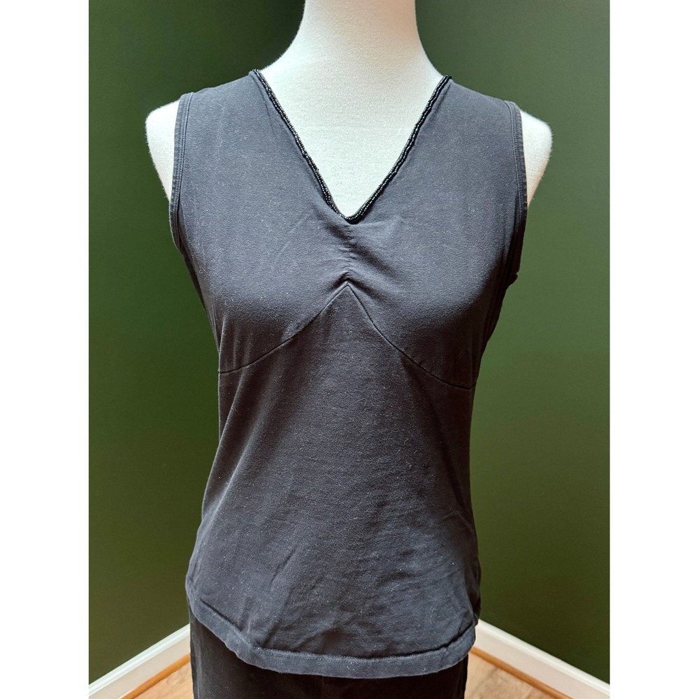 Style &‎ Co. Black Beaded V-Neck Tank Top Size L
